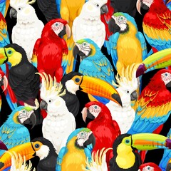 Vector seamless pattern with high detailed birds - 477104009