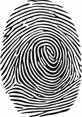 Black dotted finger print isolated on white background. Identification with circle halftone pattern