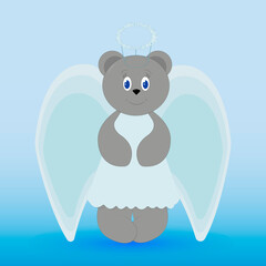 Cute bear, angel. Concept for Christmas, Valentine's Day