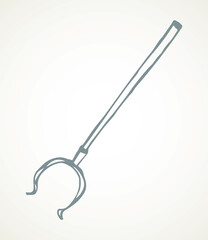 Old fire iron poker. Vector drawing