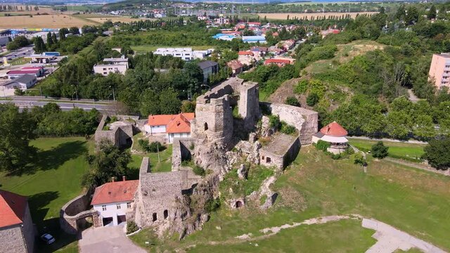 Aerial view of the castle in Levice, Slovakia