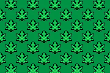 Fotobehang Marijuana leaf or cannabis leaf weed pixel art © sonia_ai