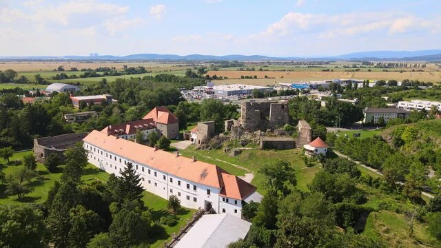 Aerial view of the castle in Levice, Slovakia