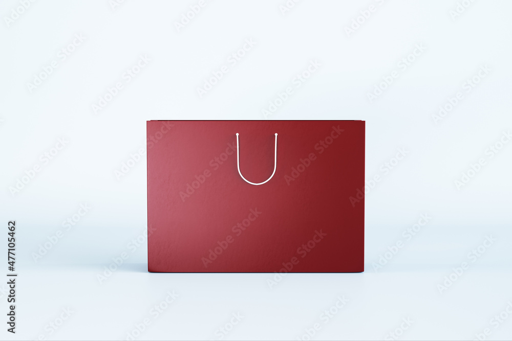 Wall mural blank red shopping bag with mock up place on white background. christmas, present and packaging conc