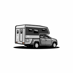 camper truck, motorhome, camper van, rv vector isolated