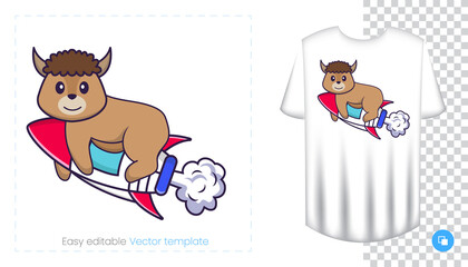 Cute sheep character. Prints on T-shirts, sweatshirts, cases for mobile phones, souvenirs. Isolated vector illustration on white background.