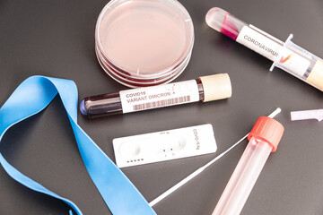 Coronavirus 2019-nCoV variant OMICRON Blood Sample. New Epidemic Corona Virus. South African...