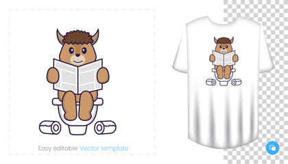 Cute sheep character. Prints on T-shirts, sweatshirts, cases for mobile phones, souvenirs. Isolated vector illustration on white background.