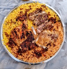 Bukhari and Zorbian rice with grilled chicken, 