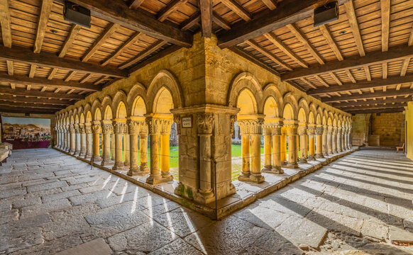 The cloister of the Monastery in Santillana del Mar, a world heritage site on the Camino del Norte in Spain. 
