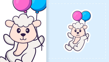 Cute sheep mascot character. Can be used for stickers, patches, textiles, paper. Vector illustration