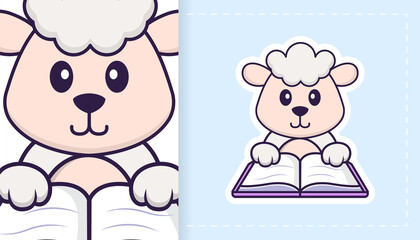 Cute sheep mascot character. Can be used for stickers, patches, textiles, paper. Vector illustration
