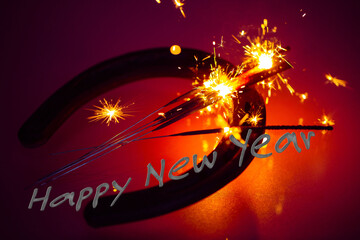 Horseshoe with star thrower, symbolic of New Years Eve, New Year, New Year
