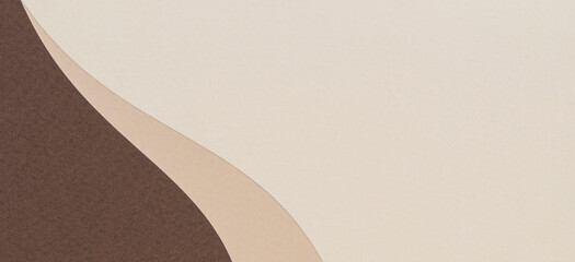 Color papers geometry composition background with beige and brown color tones. Curved lines and...