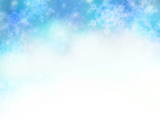 青いグラデーションの雪の結晶背景フレーム