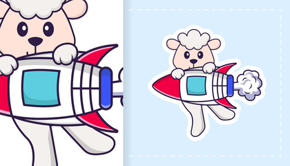 Cute sheep mascot character. Can be used for stickers, patches, textiles, paper. Vector illustration