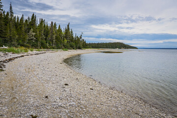 The beach on a summer day on Quarry Island in Mingan Archipelago National Park, in Cote Nord region of Quebec, Canada