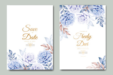 wedding invitation card with floral watercolor