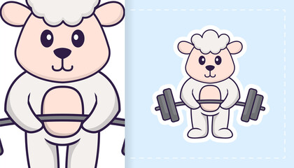 Cute sheep mascot character. Can be used for stickers, patches, textiles, paper. Vector illustration