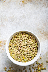 lentils green raw legume healthy diet meal copy space food background rustic vegan or vegetarian food