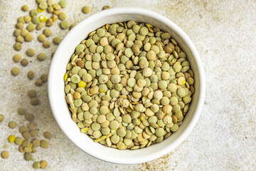 lentils green raw legume healthy diet meal copy space food background rustic vegan or vegetarian food