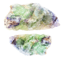 set of Alexandrite crystals in rough green Beryl