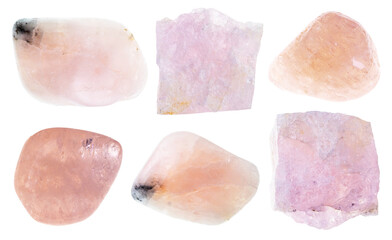 set of various morganite (vorobievite) stones