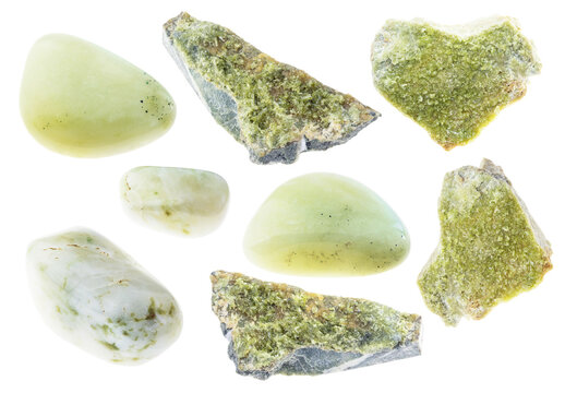 set of Vesuvianite (Idocrase) stones cutout
