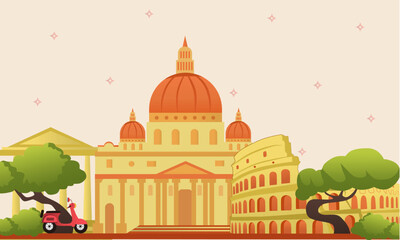 Rome, Italy, landmark, vector illustration