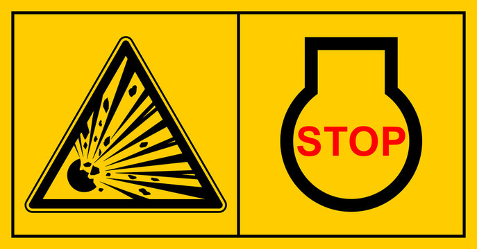 cmssn163 CombinationMachineSafetySignNew cmssn - mssn30mssn104h horizontal - Maschinenkennzeichnung 11684 . Explosionsgefahr. Vor dem Tanken den Motor abstellen und abk&uuml;hlen lassen . stop . g11060
