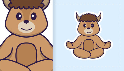 Cute sheep mascot character. Can be used for stickers, patches, textiles, paper. Vector illustration