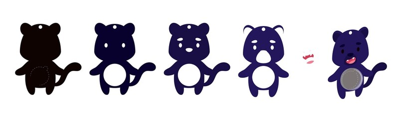 Cute panther candy ornament. Layered paper decoration treat holder for dome. Hanger for sweets, candy for birthday, baby shower, halloween, christmas. Print, cut out, glue. Vector stock illustration