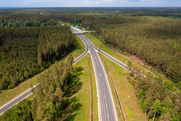 Fototapeta na wymiar Highway A1 Via Baltica (between Vilnius, Riga and Tallinn), road section next to Saulkrasti, Latvia