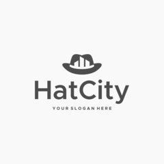 Flat Hat City REAL ESTATE silhouette Logo design