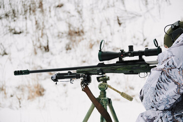 The sniper prepares to shoot at the championship