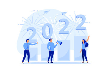 Fototapeta na wymiar the path to success in the new year 2020, career growth, the goal is achievable vector flat modern design illustration