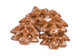 Glazed gingerbreads in the form of different Christmas decorations