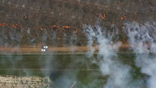 Aerial View Of Controlled Fire. High quality video footage