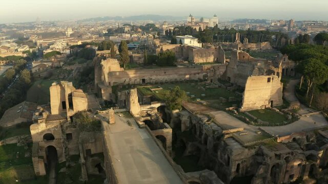 Aerial View Of Roman Ruins. High quality video footage