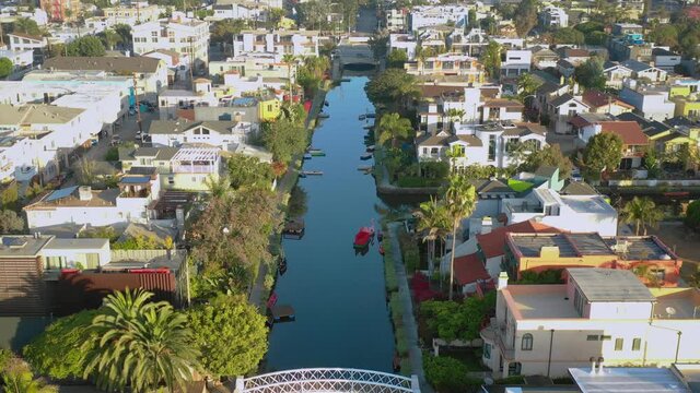 Aerial View of Venice Canals LA. High quality video footage