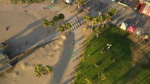 Aerial View Of Venice Beach Path. High quality video footage