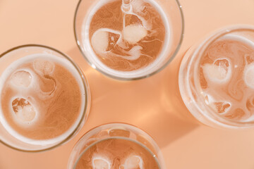 Beer on the orange background.