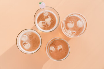 Beer on the orange background.