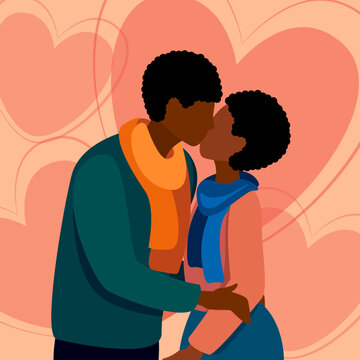 Kissing African American Couple in Love