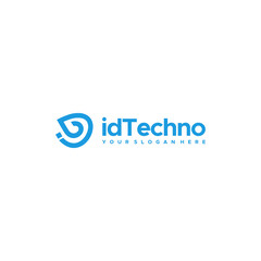 Flat Letter Mark Initial Id Techno logo design