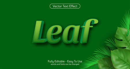 Creative 3d text Leaf editable style effect template