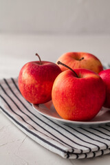 Apples bowl on white background.
