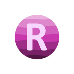 letter r with purple circle gradient vector design template in white background.