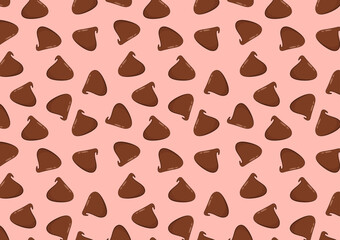 Dark chocolate chip cartoon vector. Dark chocolate pattern wallpaper.