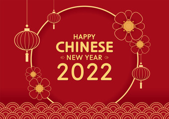 Naklejka premium Happy Chinese new year 2022. Year of Tiger. Chinese new year poster. Happy new year banner.